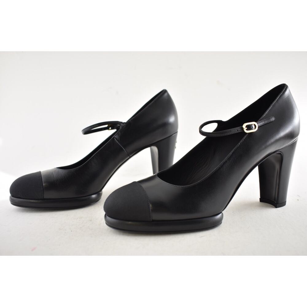 Chanel 24B Black CC Logo Mary Jane Ankle Strap Block Heel Platform Pumps 41 - Picture 12 of 16